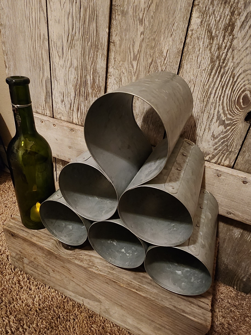 Galvanized Metal Wine Rack - Gray